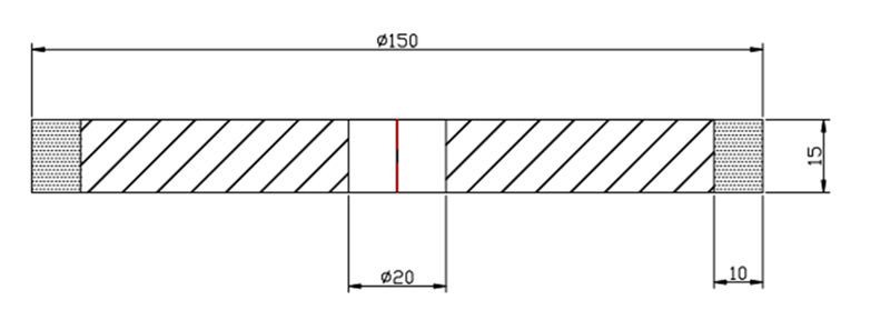 1A1 OD150MM Metal Bond Diamond Grinding Wheel Drawing